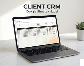 Kalkylblad för klient-CRM | Google Sheets + Excel | Spårning av frilansande klienter | Påminnelser om uppföljning | Affärspipeline