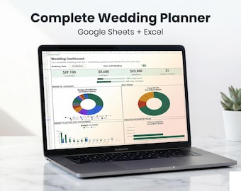 Complete Wedding Planner Spreadsheet | Google Sheets + Excel | Wedding Budget, Guest List, Vendor Tracker, Checklist, Day-Of Timeline