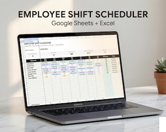 Kalkylblad för schemaläggning av anställdas skift | Google Sheets + Excel | Veckovis personalschema | Arbetslista | Skiftplanerare