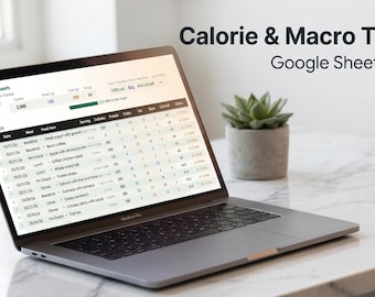 Kalkylblad för kalorispårning | Google Sheets + Excel | Makrospårare | Mall för matlogg | Näringsplanerare | Proteinspårare