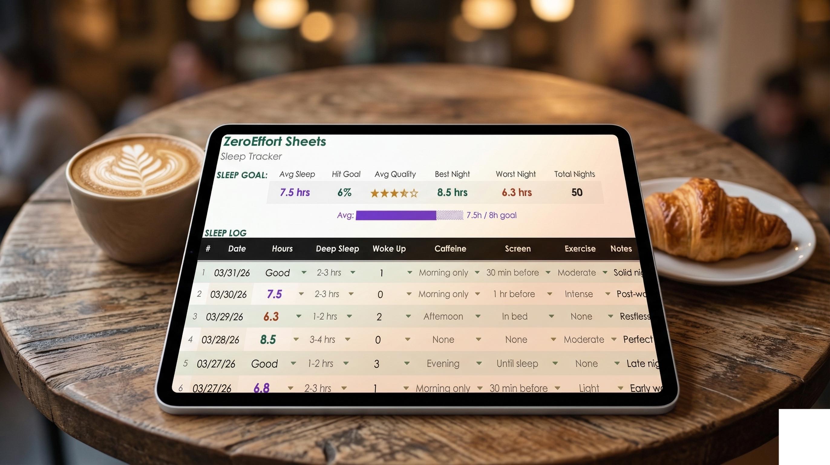 Sleep Tracker Spreadsheet | Google Sheets + Excel | Sleep Log Template ...