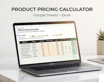 Kalkylblad för produktprissättning | Google Sheets + Excel | Kostnadskalkylator | Vinstmarginalverktyg | Småföretag