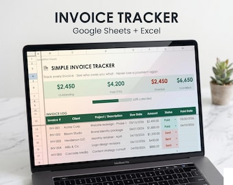Simple Invoice Tracker Spreadsheet | Freelance Invoice Log | Google Sheets + Excel