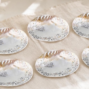 Porte-bagues coquillage monogramme personnalisé, plateau à bijoux personnalisé, plateau à bibelots coquillage, cadeau d'anniversaire pour femme, cadeaux de demoiselle d'honneur