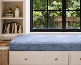 Velvet Window Seat Cushion, 3-Inch HD Foam, Bay Window Bench Pad, Kids Pet Friendly