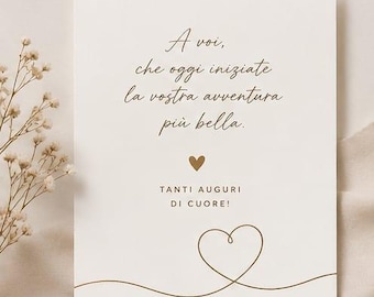 Biglietto Auguri Matrimonio Minimalista | Card Matrimonio Stampabile | Biglietto Digitale Elegante | Wedding Card Italiano