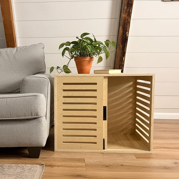 Modern Wood Furniture Style Dog Crate | Flat-Pack CNC Design | 3 Sizes