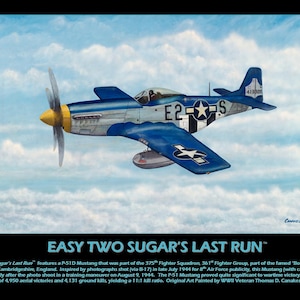 WWII Military Planes Poster of P-51 Mustang