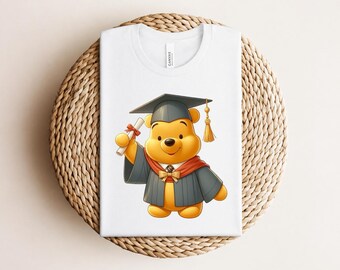 Winnie Pooh T Shirt, Graduation Gift Tee, Disney Graduation Shirt, Class of 2024 Grad, Pooh Bear Graduate, Disney Grad Trip