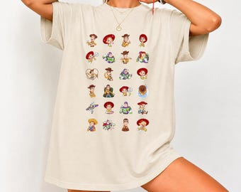 Camiseta de Toy Story de Disney, camiseta de Woody, Jessie y Buzz Lightyear, estilo retro de Disney World, atuendo para un viaje a Disneyland, camiseta de personajes de Pixar.