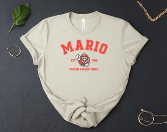 Retro Super Mario, Mario Est 1985 Shirt, Pink Gamer Girl Tee, Nintendo Fan Gift, Super Mario Bros Top, Classic Gaming Clothes