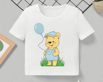 Camiseta de Winnie the Pooh, camiseta Disney para niños pequeños, regalo de cumpleaños para niños, camiseta clásica de Pooh, linda camiseta para bebé niño, conjunto para vacaciones de Disney.