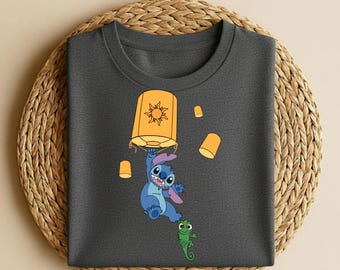 Stitch Floating Lanterns Shirt, Tangled Pascal Rapunzel Family Trip Tee