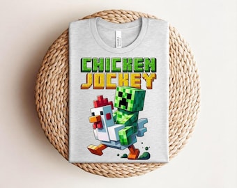 Camiseta de Minecraft con diseño de jinete de pollo, camiseta juvenil de Minecraft, camiseta de cumpleaños para gamers, regalo divertido para gamers, camiseta original para amantes de los pollos.