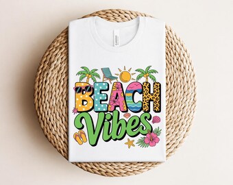 Camiseta con ambiente playero, camiseta de vacaciones de verano, camiseta tropical retro, viaje familiar a la playa, top veraniego bonito, conjunto para vacaciones soleadas, camiseta para día de playa