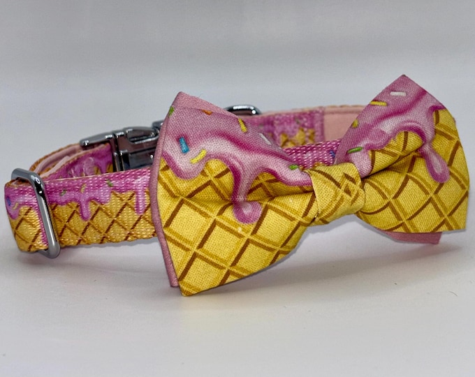 Paws On Parade Ice Cream And Sprinkles Dog Collar With Removable Bow