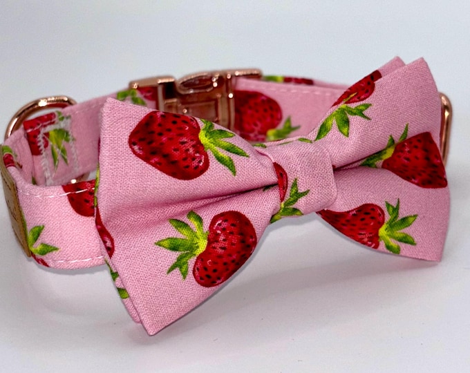 Paws On Parade Strawberry Collar With Removable Bow