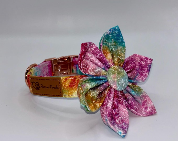 Paws On Parade Colour Splash Flower Collar With Removable Bow