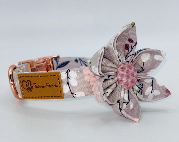 Paws On Parade Grey Flower Collar With Removable Bow