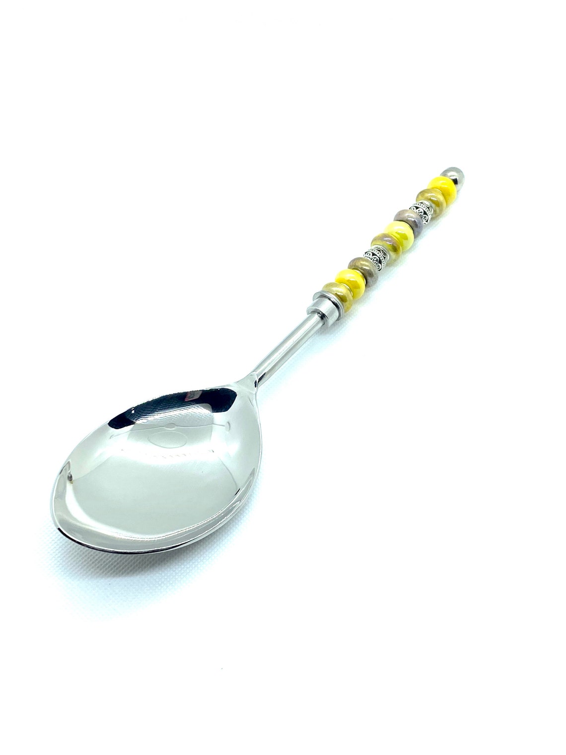 Large serving spoon with yellow tone european glass and Etsy