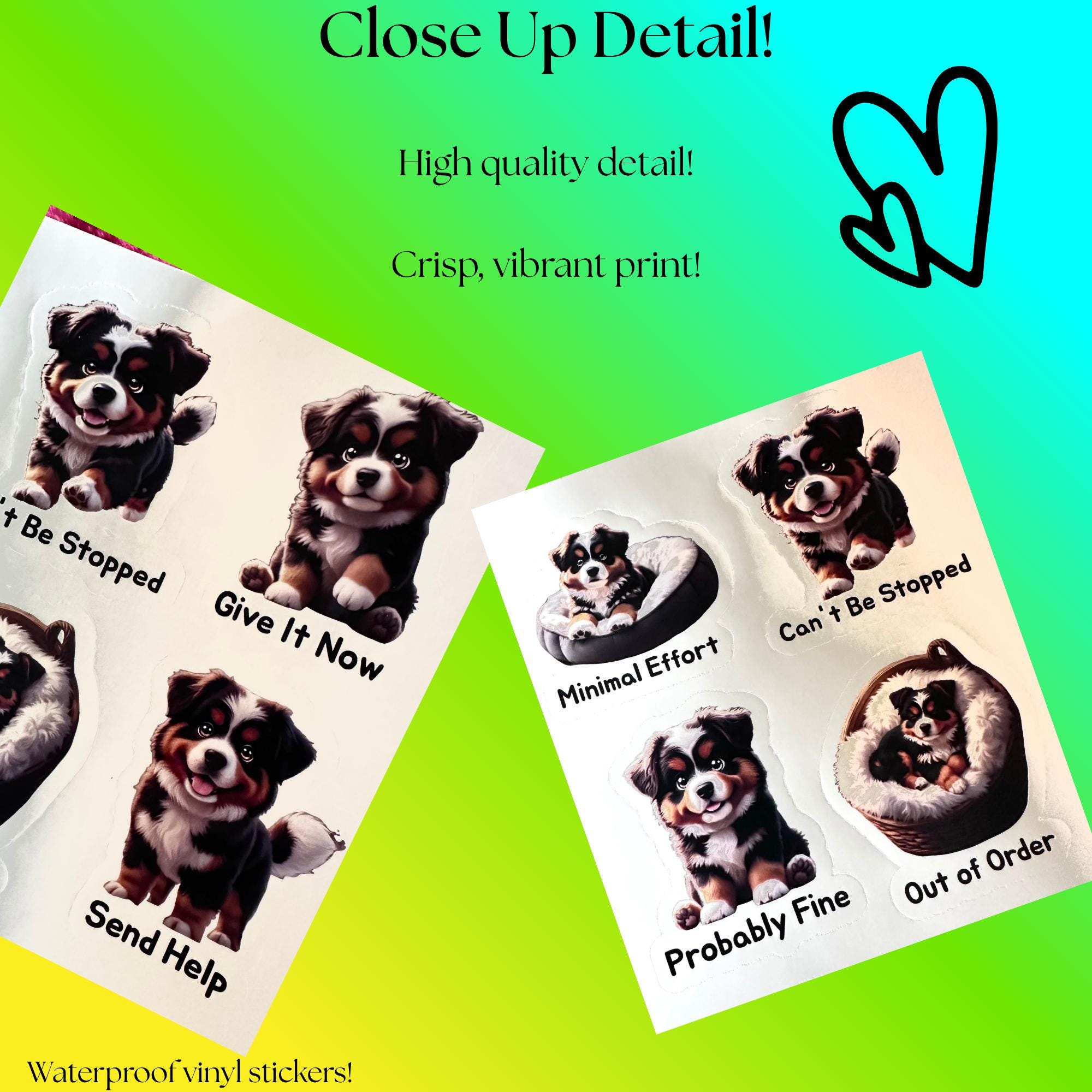 Bernese Mountain Dog Sticker Sheet, Bernie Stickers for Water Bottles ...