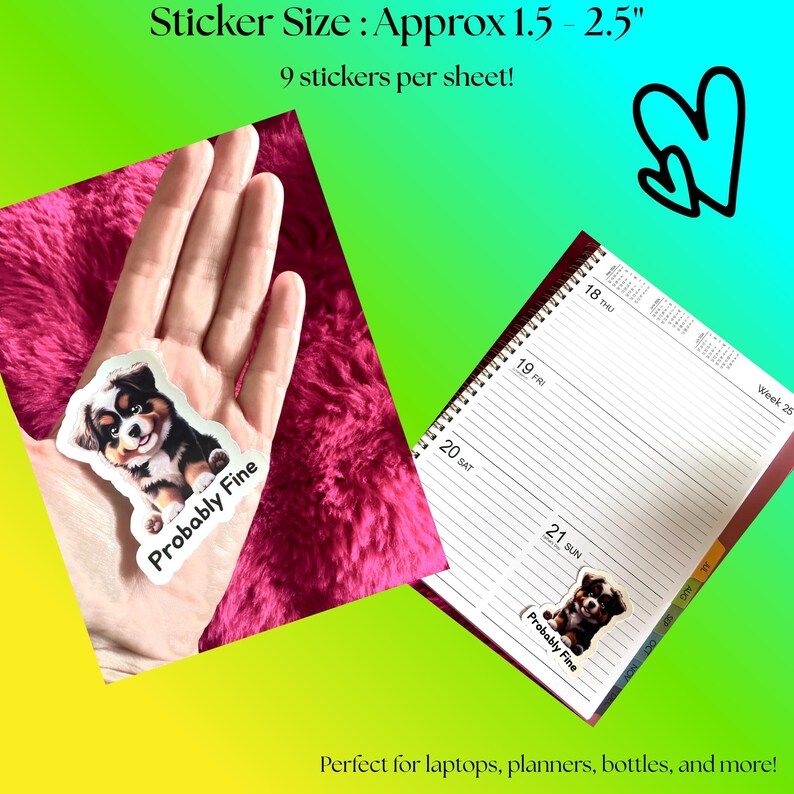 Bernese Mountain Dog Sticker Sheet, Bernie Stickers for Water Bottles ...