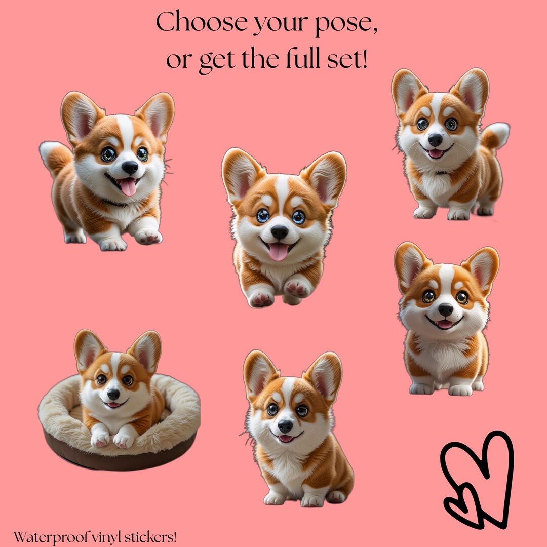 Corgi Sticker or Pack, Corgi Decals for Water Bottles, Funny Dog Mom ...