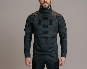 Handmade Mando-Inspired Cosplay Set: Dark Gray Flight Suit, Flak Vest Mandhalorian Suit
