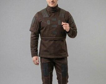 Star Wars Mandalorian Cosplay: Handmade Brown Flight Suit, Mando Flak Vest
