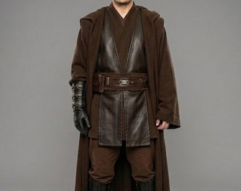 Star Wars Inspired By Anakin Skywalker Jedi Cosplay Costumes | Brown Jedi Robe Flight Suit.
