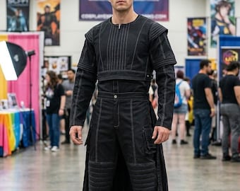 Star Wars Mandalorian Boba Fett Cosplay Costume - Black Flight Suit, Vest & Skirt