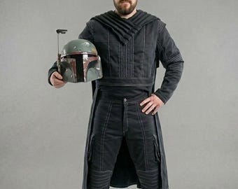 Mandalorian-Inspired Flight Suit Cosplay | Dark Grey Bounty Hunter Outfit with Vest, Skirt