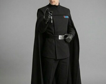 Imperial Officer Cosplay Costume – Black Tunic, Cape, Leather Belt, Galactic Empire Fan Gear