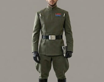Star Wars Imperial Officer Uniform Costume – Military Sci-Fi Inspired Outfit with Real Leather Boots & Belt