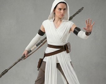 Star Wars Rey White Cosplay Costume The Rise of Sky walker Rey Jedi Outfit Full Set For women.