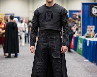 Star Wars Mandalorian Book of Boba Fett Cosplay Costume - Black Flight Suit, Vest & Skirt