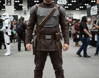 Star Wars Mandhalorian Costume With Mando Leather Belt, Din Djarian Cosplay