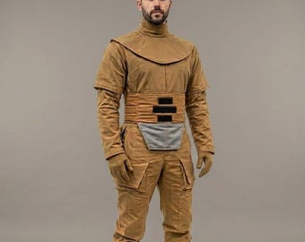 Inspired by Mandalorian Star War Custom Flight Suit Cosplay Bounty Hunter Costumes 3 Piece Brown Suit