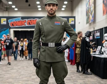 Star Wars Imperial Offizier Uniform Kostüm - Militär Sci-Fi inspiriertes Outfit mit Echtleder Stiefeln & Gürtel