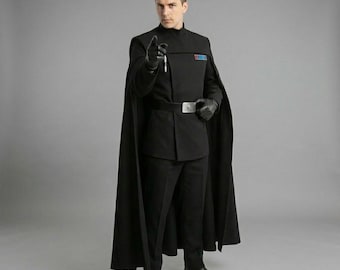 Imperial Officer Cosplay Costume – Black Tunic, Cape, Leather Belt, Galactic Empire Fan Gear