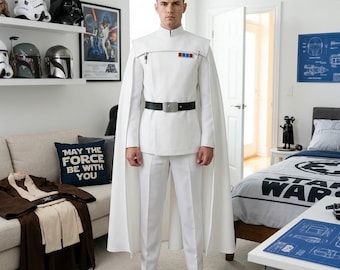 Costume d'officier blanc inspiré de Star wars avec ceinture en cuir - Costume d'officier de l'empire galactique.