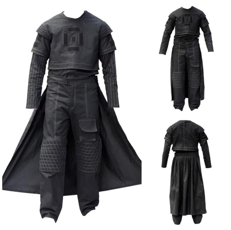 Disfraz de Boba Fett de Star Wars Mandalorian (El Libro de Boba Fett): traje de vuelo negro, chaleco y falda. imagen 2
