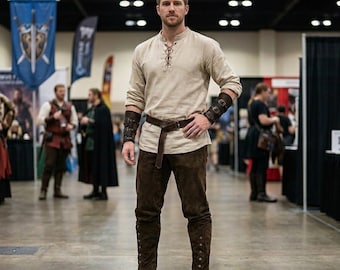Middeleeuws Vikingkostuum voor mannen, Fantasy Warrior-outfit, renaissancetuniek Mandhalorian-cosplay.