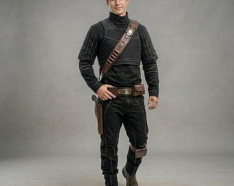 Mandalorian Din Djarin Flight Suit Costume with Holster Belt | Din Djarin Cosplay | Star Wars Bounty Hunter Cosplay Outfit.