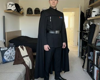 Déguisement d'officier impérial inspiré de Star wars avec ceinture en cuir - Déguisement noir d'officier de l'Empire galactique