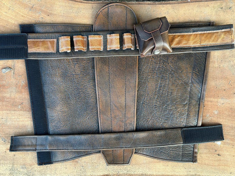 Starwars Inspired the Mandalorian Handmade Real Leather Leg Armour Package Men Cosplay Costume image 4
