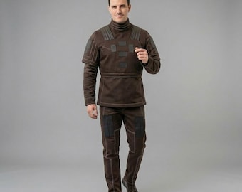 Star Wars Mandalorian Cosplay: Handmade Brown Flight Suit, Mando Flak Vest