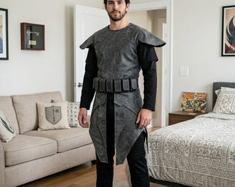 Inspired By Star wars Mandalorian Leather Kama and Leather Vest with belt. Mandhalorian Leather Armor Set