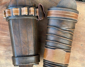 Starwars a inspiré le paquet d'armure de jambe en cuir véritable fait main mandalorienne pour homme