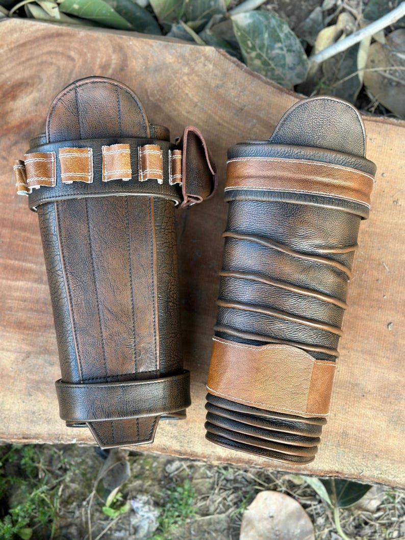 Starwars Inspired the Mandalorian Handmade Real Leather Leg Armour Package Men Cosplay Costume image 1